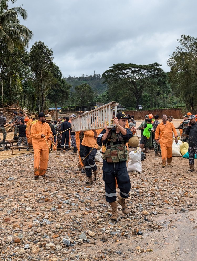 Southern Naval Command Deploys Relief Teams to Wayanad Landslide Crisis